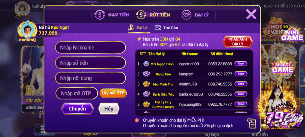 Hướng dẫn rút tiền thành công từ 79Club 